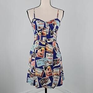 Keds Kauai Princess Hawaiian‎ Postcard Print A-Line Mini Dress | Women's Medium